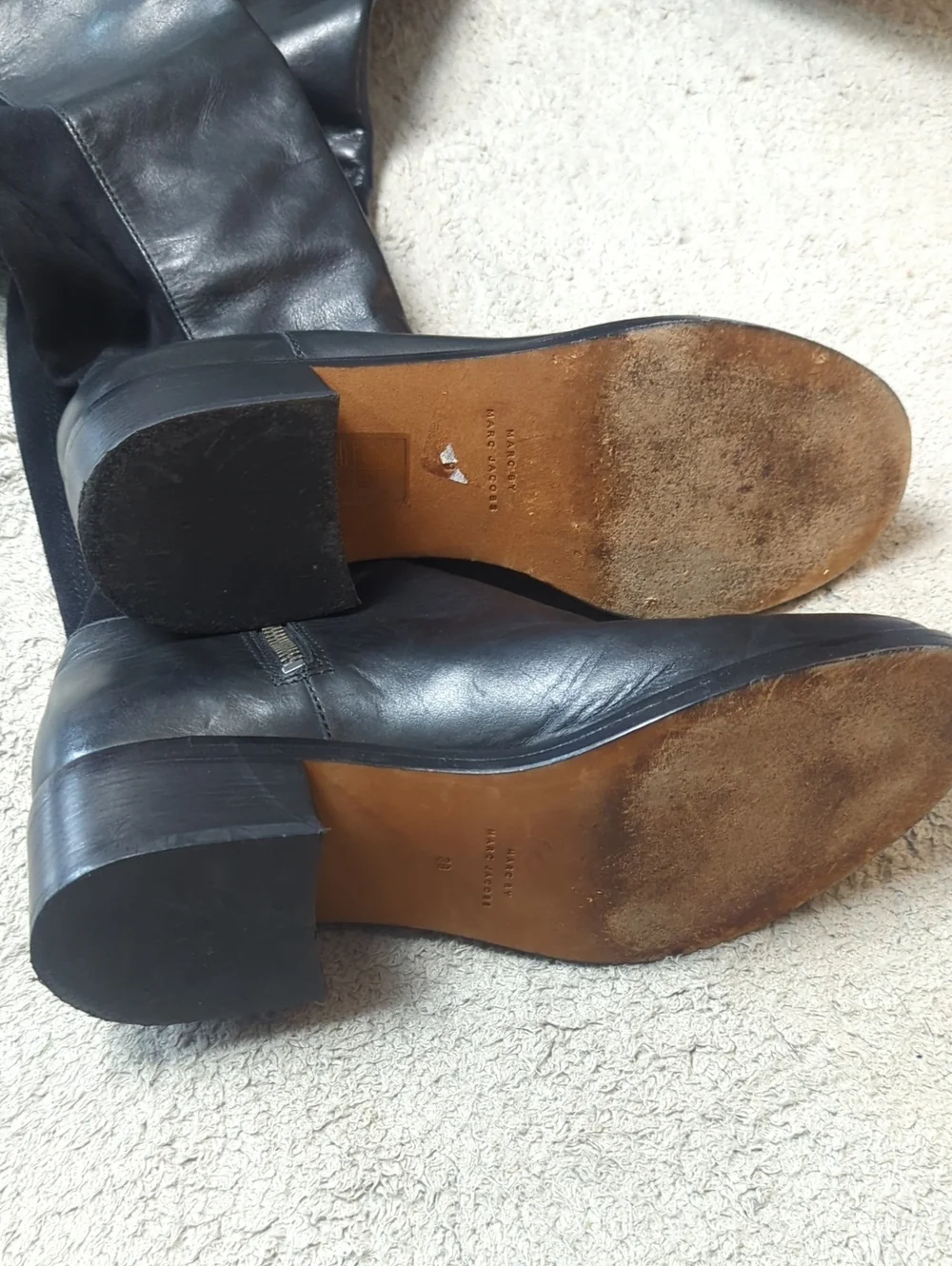 Marc by Marc Jacobs Black Leather & Suede Over The Knee Boots Size 39